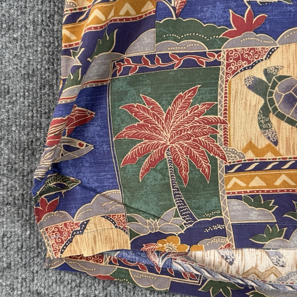 Tori Richard Button Up Shirt Mens L Multicolor Turtle Palm Trees Hawaiian USA - Picture 6 of 11